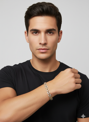 Two-Tone Diamond Cut Link Bracelet in Gold and Silver Tone