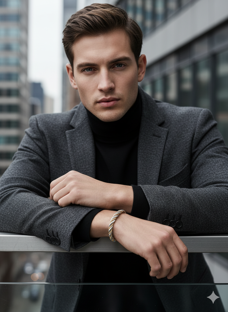 Men’s Two-Tone Twisted Rope Bracelet