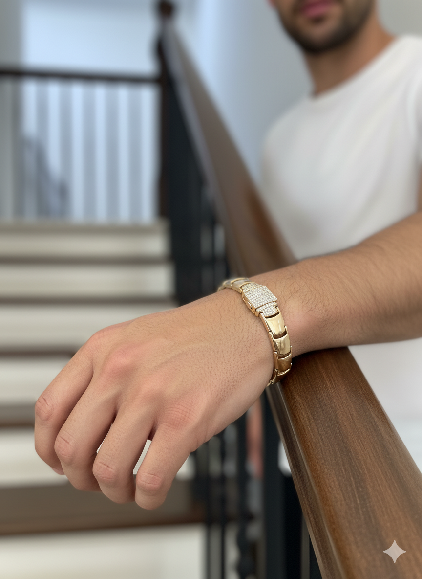 Gold & Diamond Centerpiece Men’s Bracelet