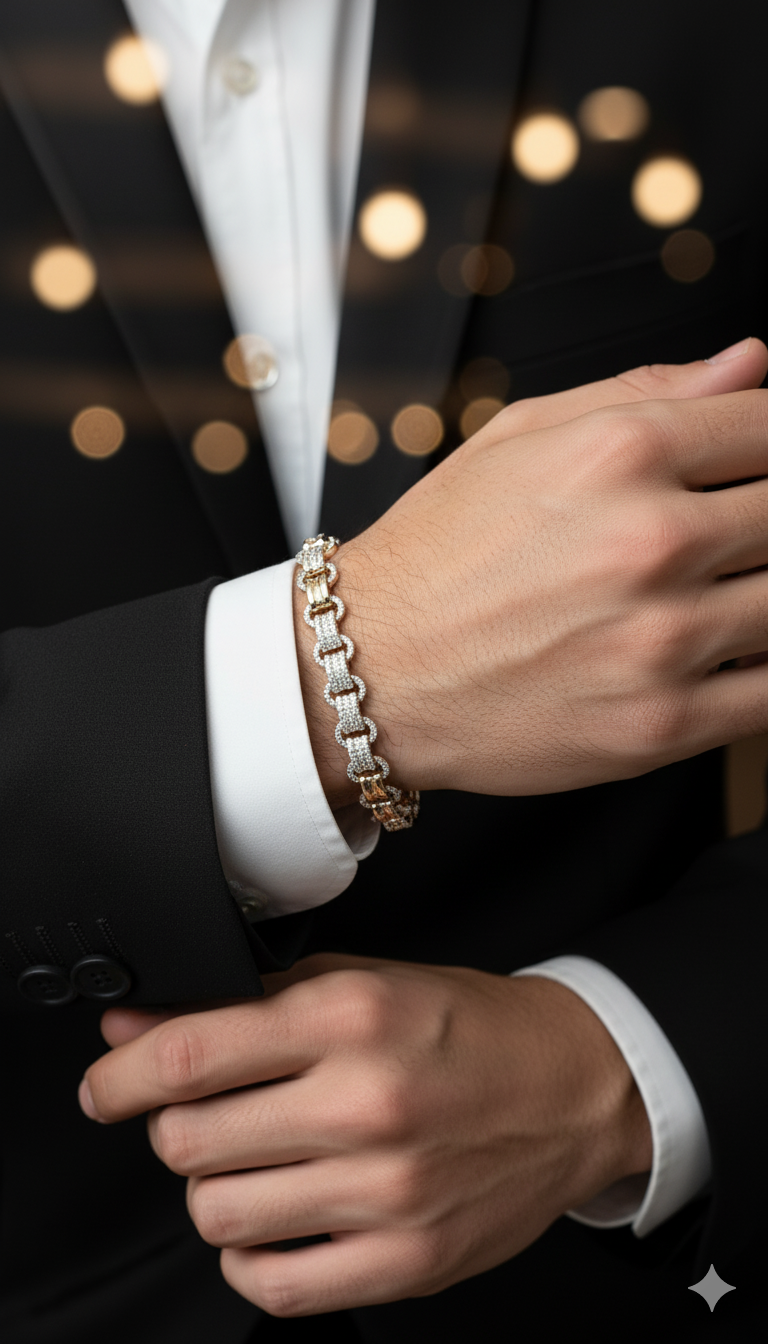 Dual Tone Gold & Silver Luxury Link Bracelet