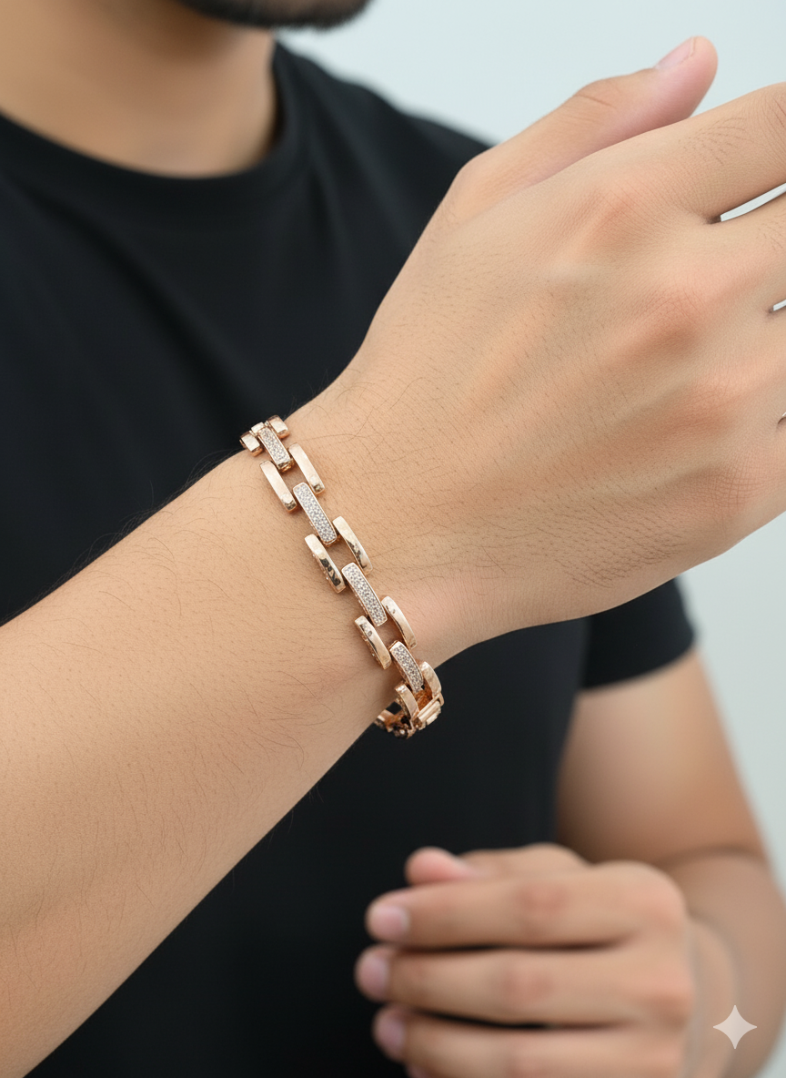 Rose Gold Link Men’s Bracelet