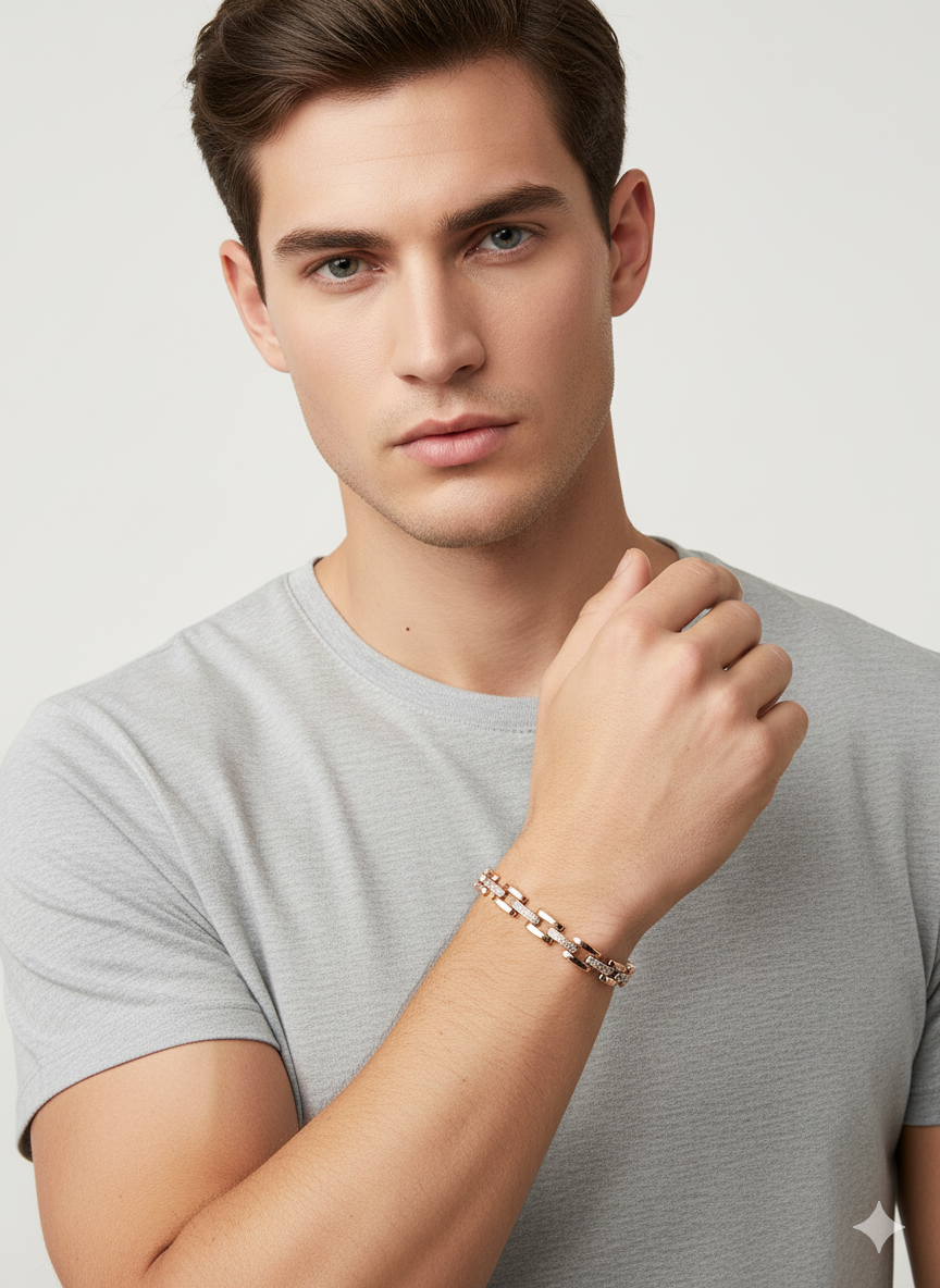 Rose Gold Link Men’s Bracelet