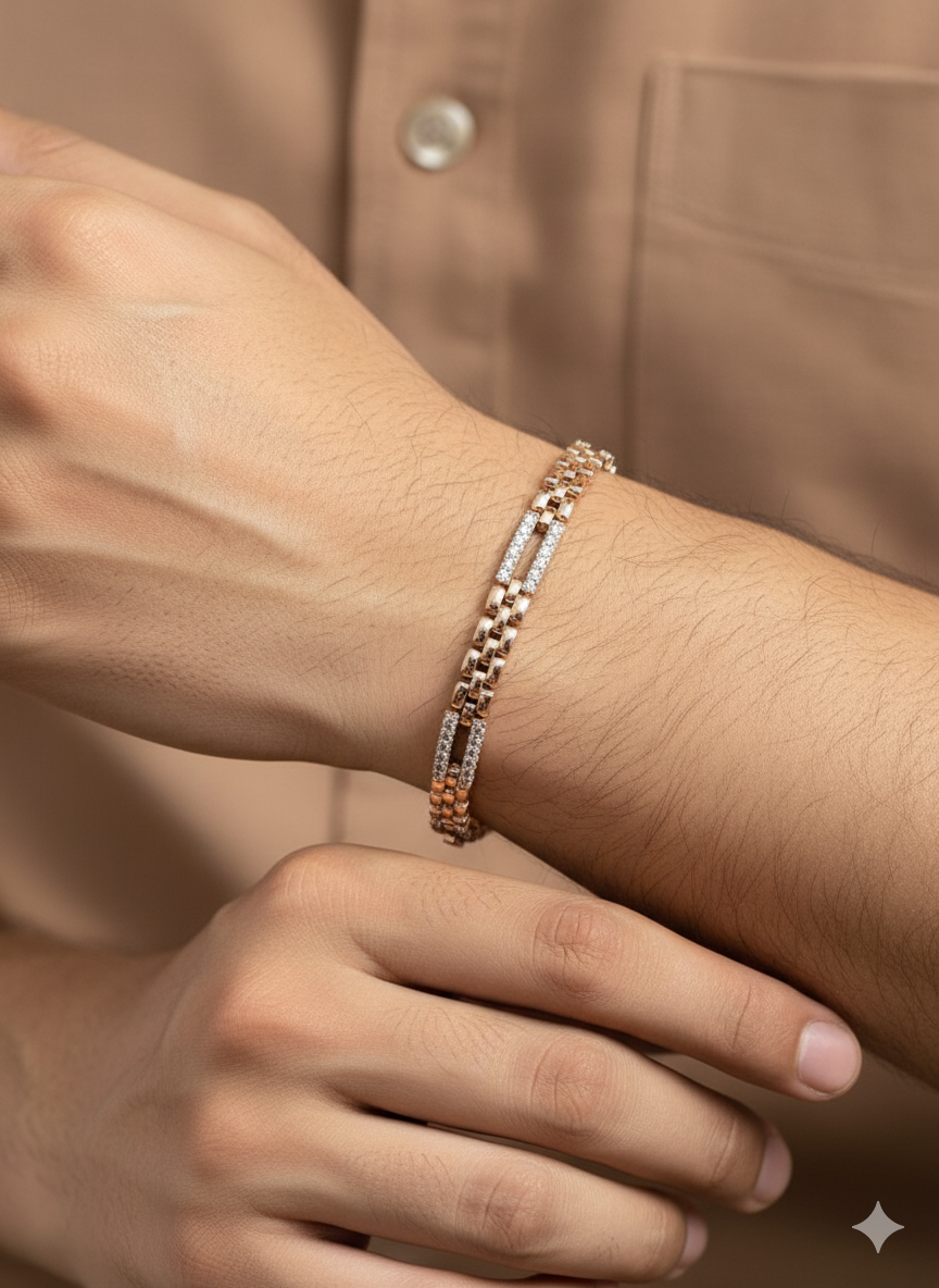 Rose Gold Dual Row Men’s Bracelet