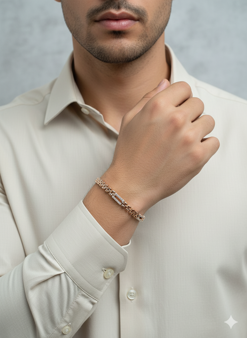 Rose Gold Dual Row Men’s Bracelet