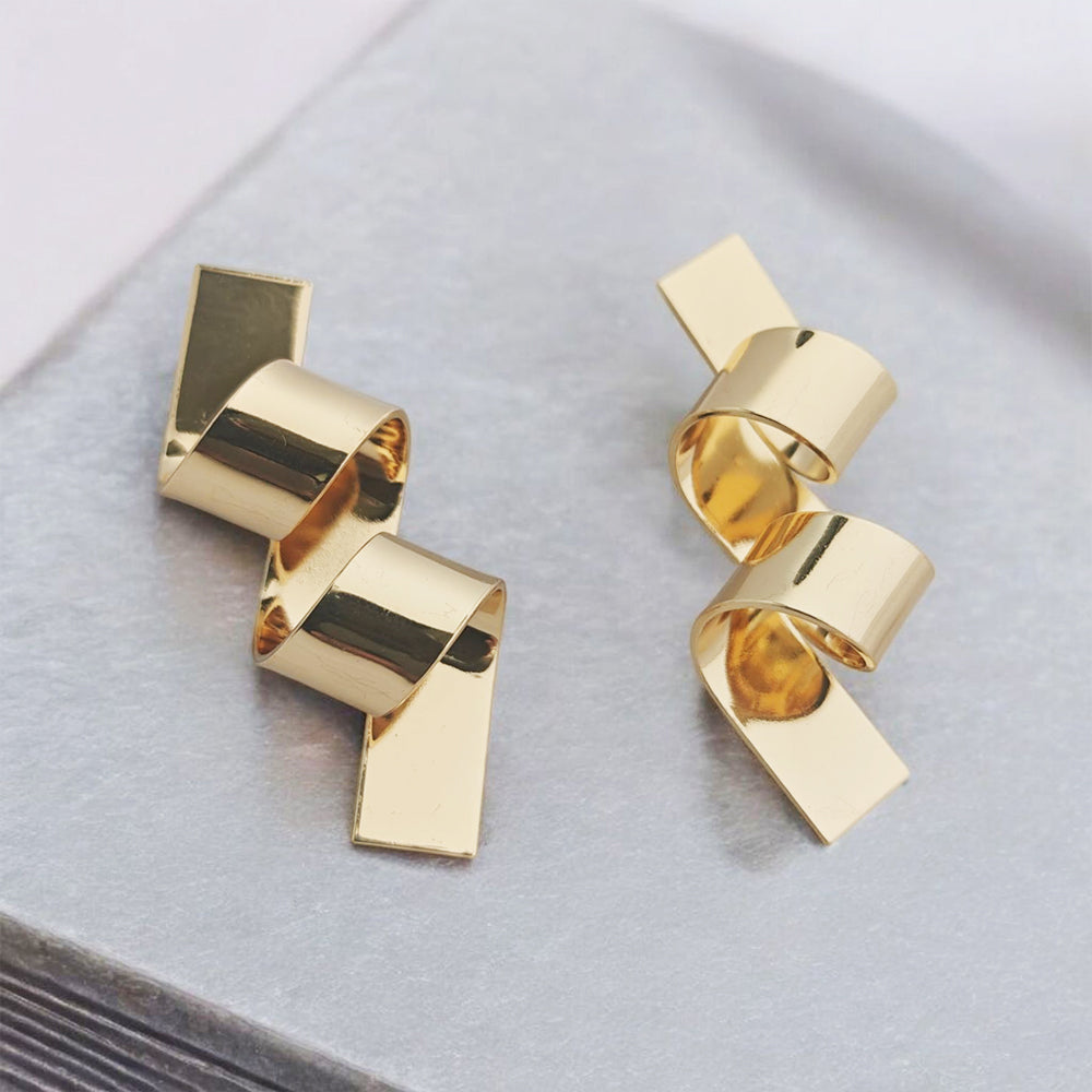 18k Gold Plated Spiral Solid Earrings