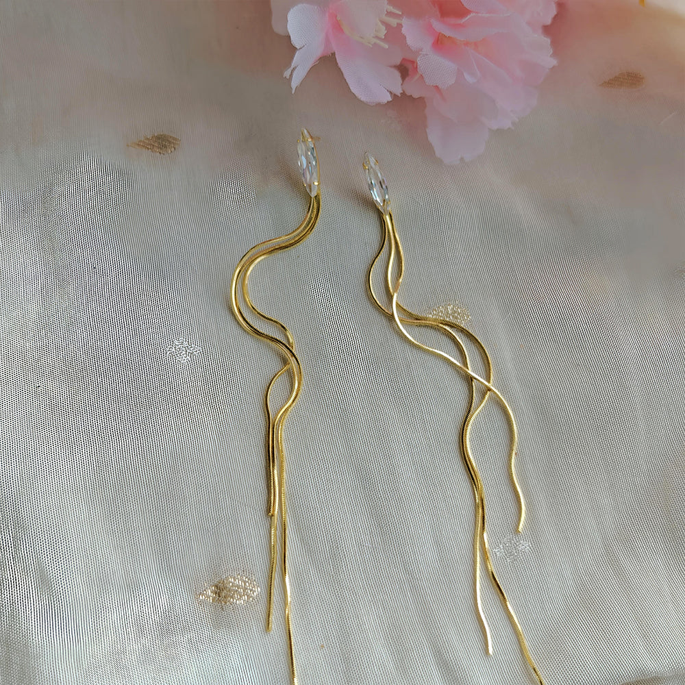 Boat Diamond Gold Dangler Earrings