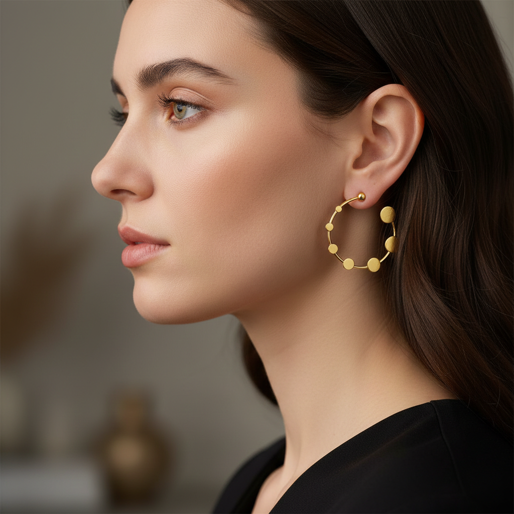 18k Gold Multi Circle Hoops