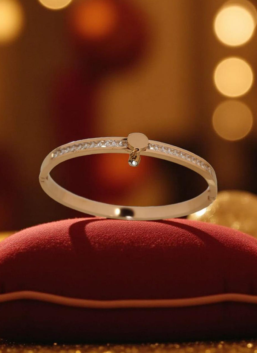 Charm Diamond Rose Gold Kada Bracelet