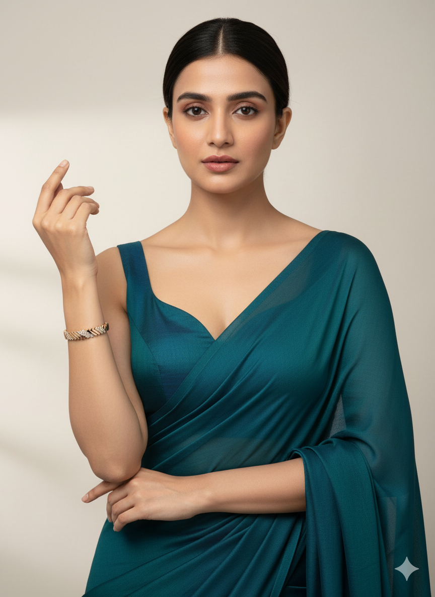 Charm Diamond Rose Gold Kada Bracelet