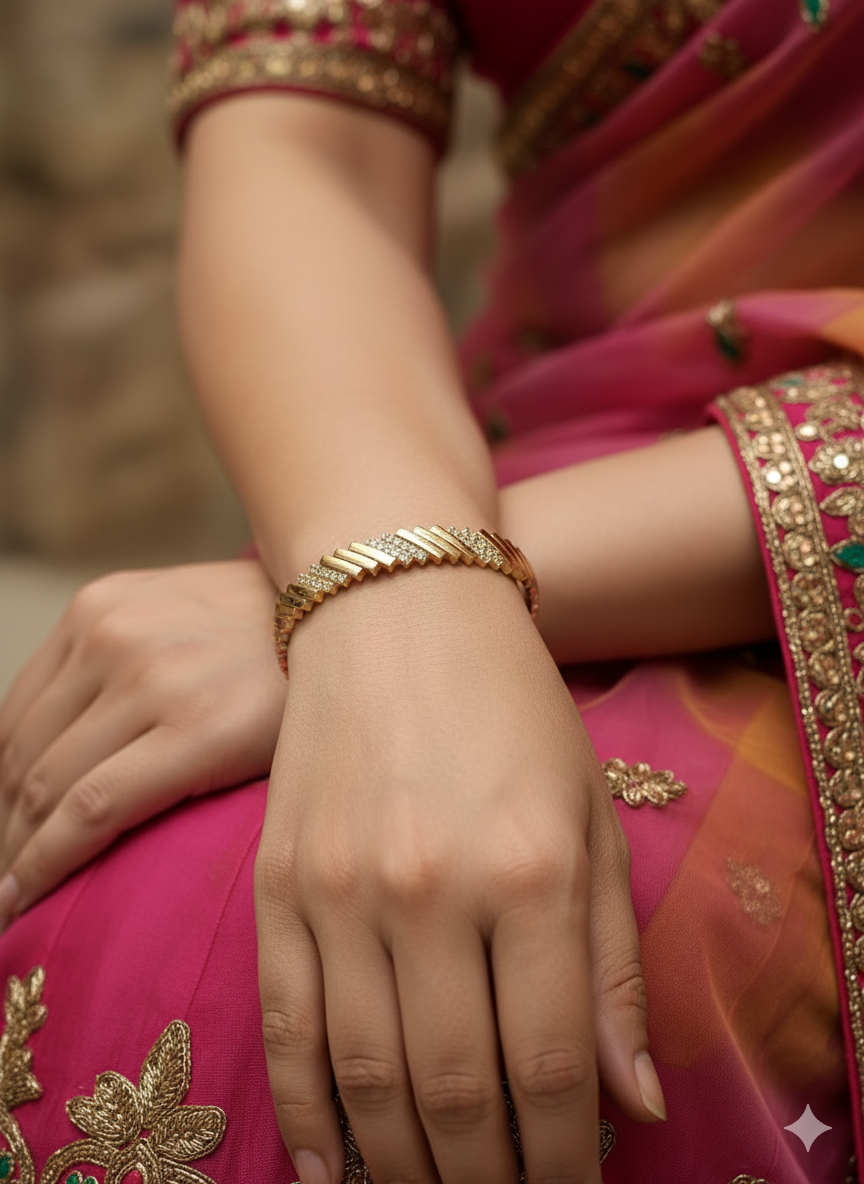Charm Diamond Rose Gold Kada Bracelet