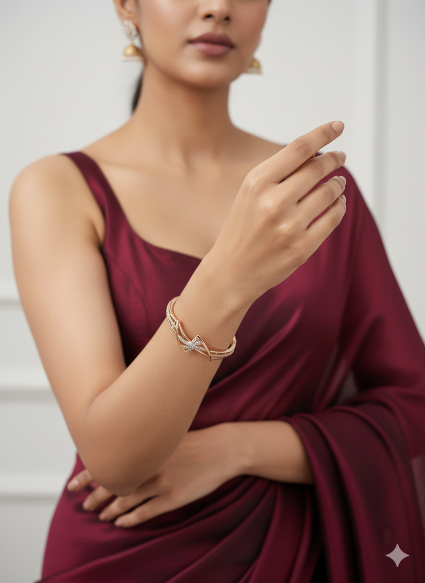 Crisscross Diamond Kada Bracelet