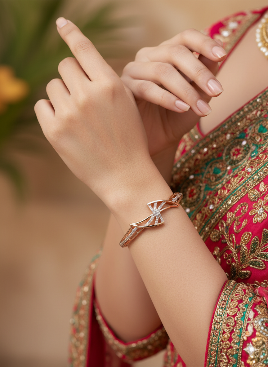 Crisscross Diamond Kada Bracelet