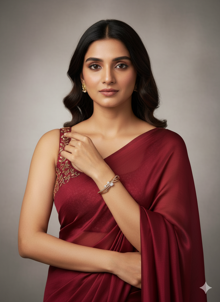 Triple Stone Diamond Kada Bracelet