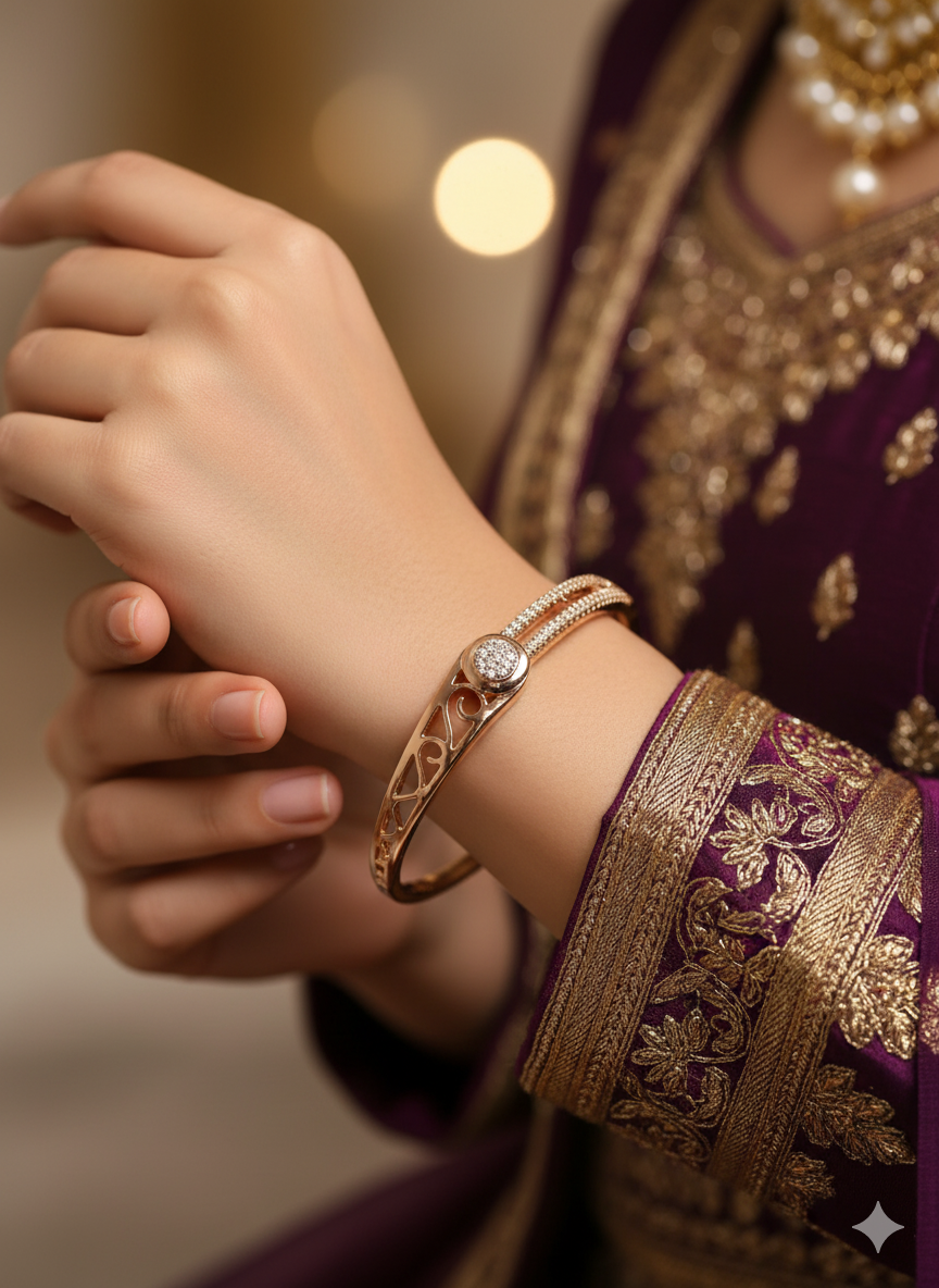 Filigree Diamond Kada Bracelet