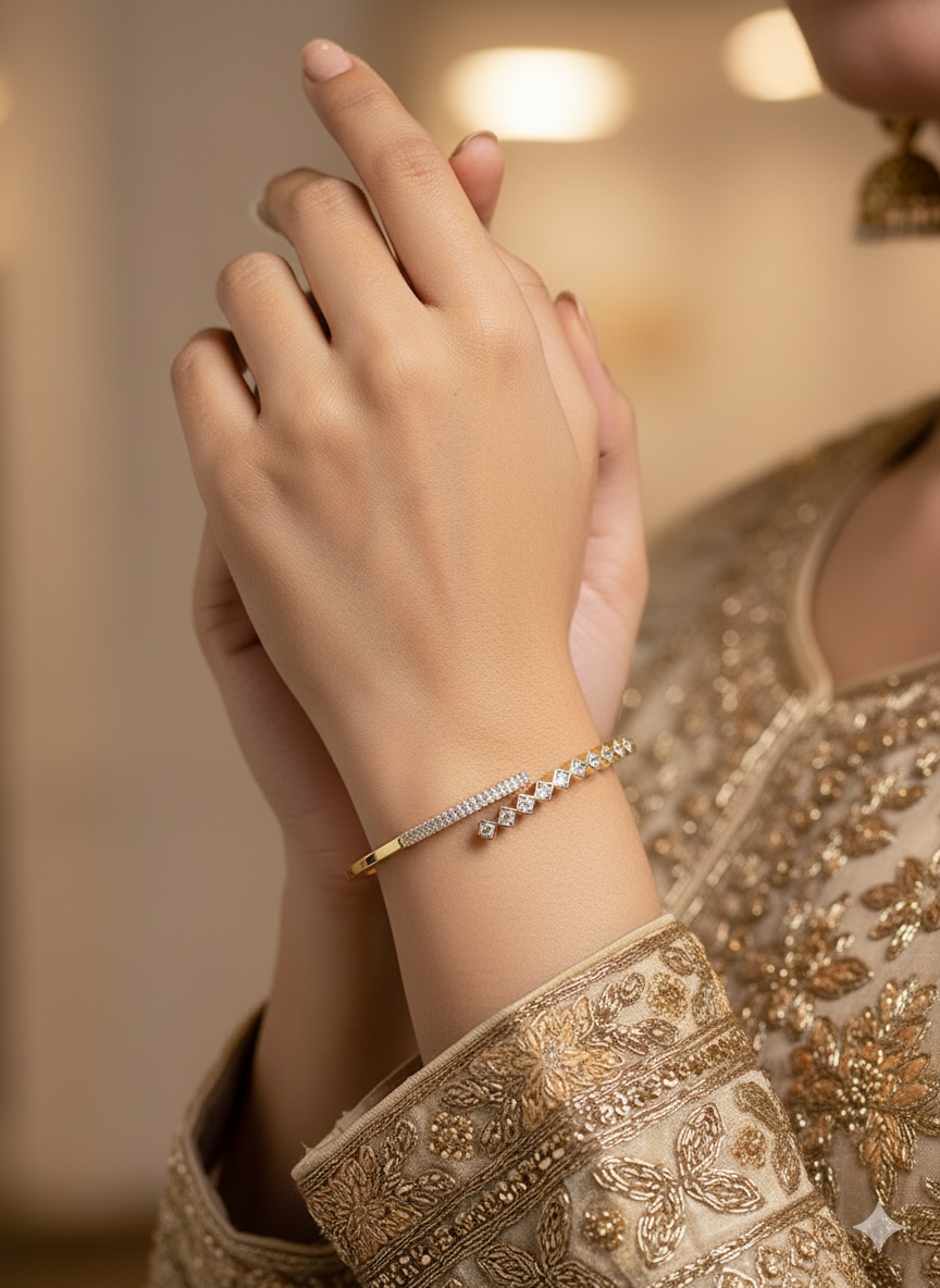 Gold Diamond Kada Bracelet