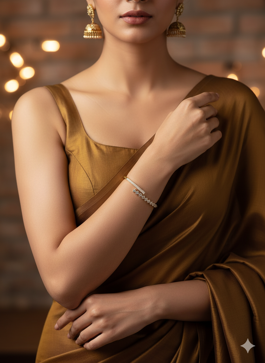 Gold Diamond Kada Bracelet