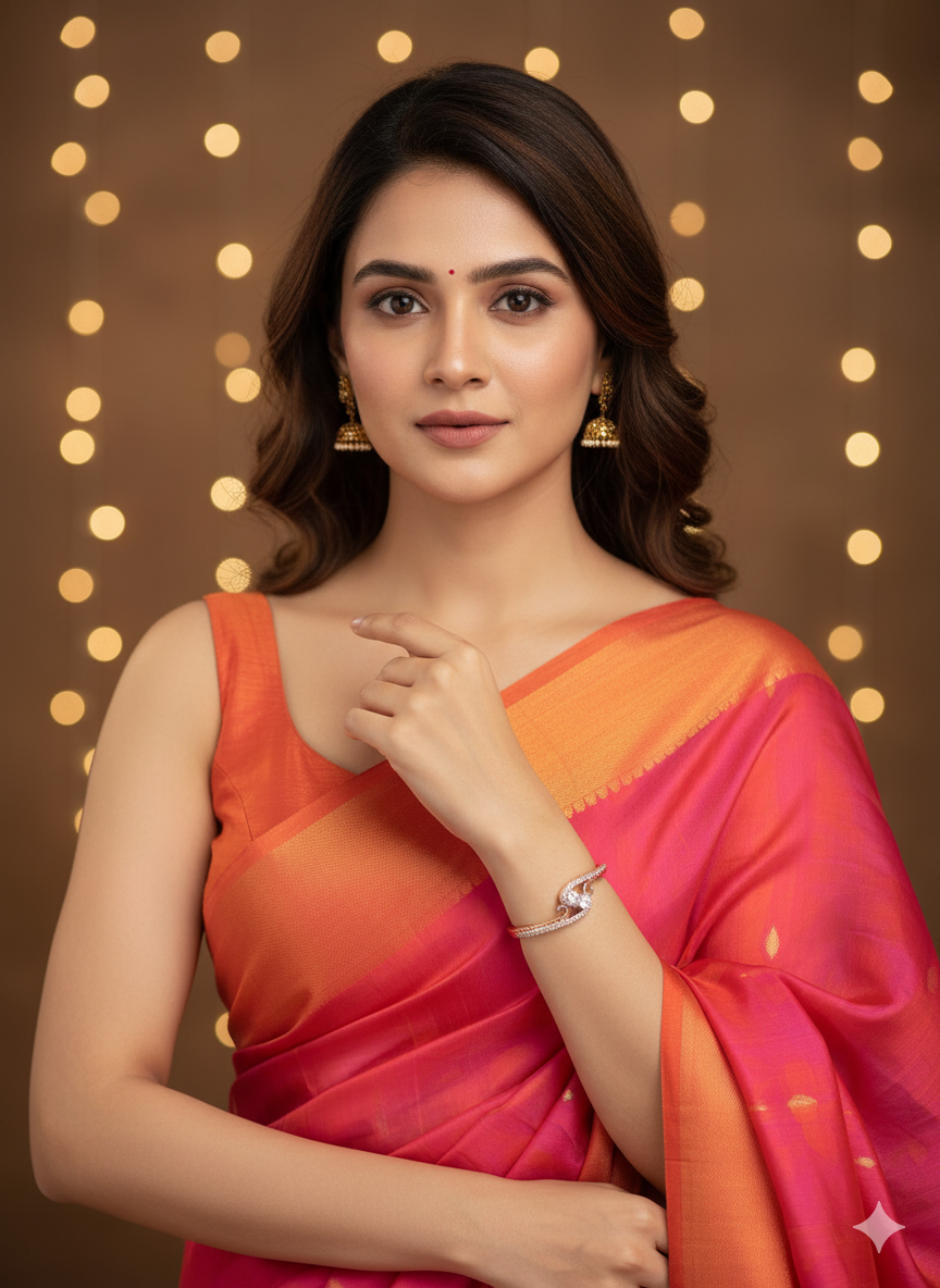 Dual Stone Diamond Rose Gold Kada Bracelet