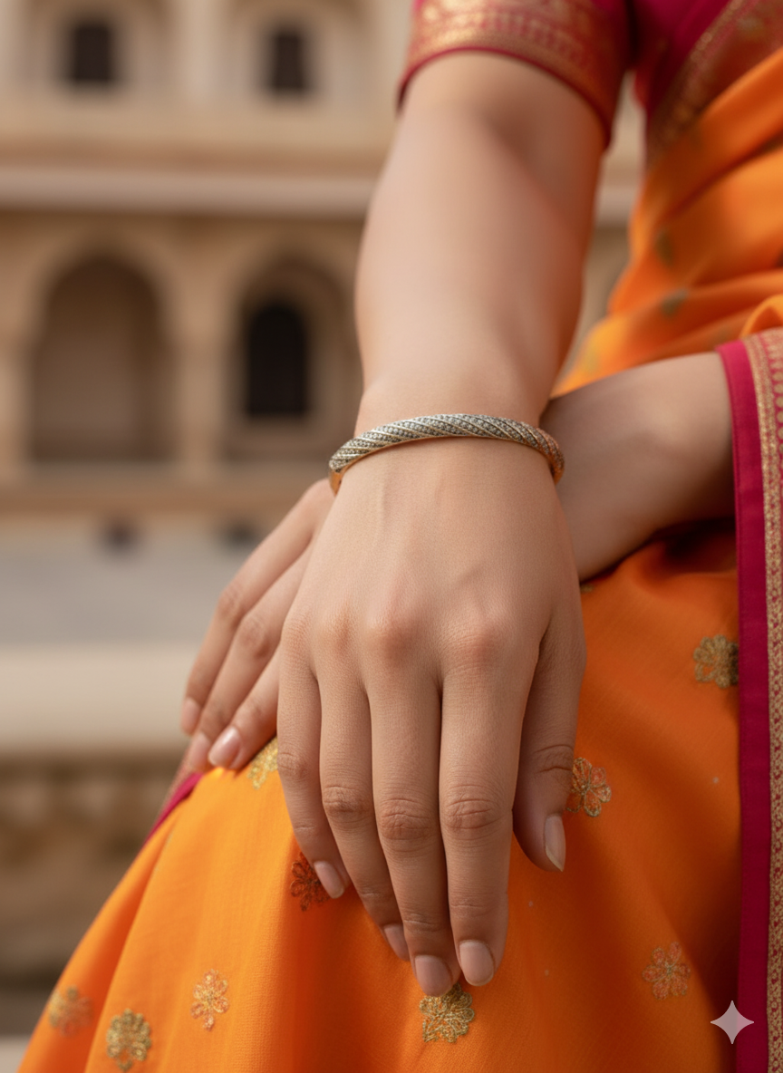 Twist Pattern Diamond Kada Bracelet