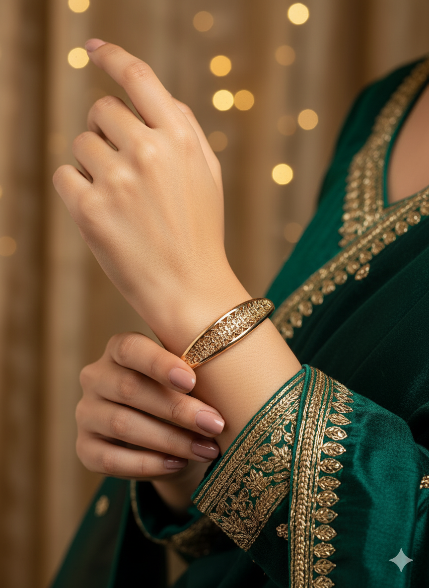 Textured Gold Kada Bracelet