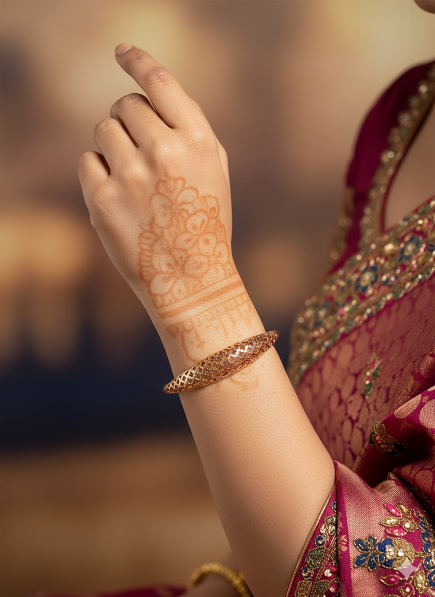 Lattice Gold Kada Bracelet