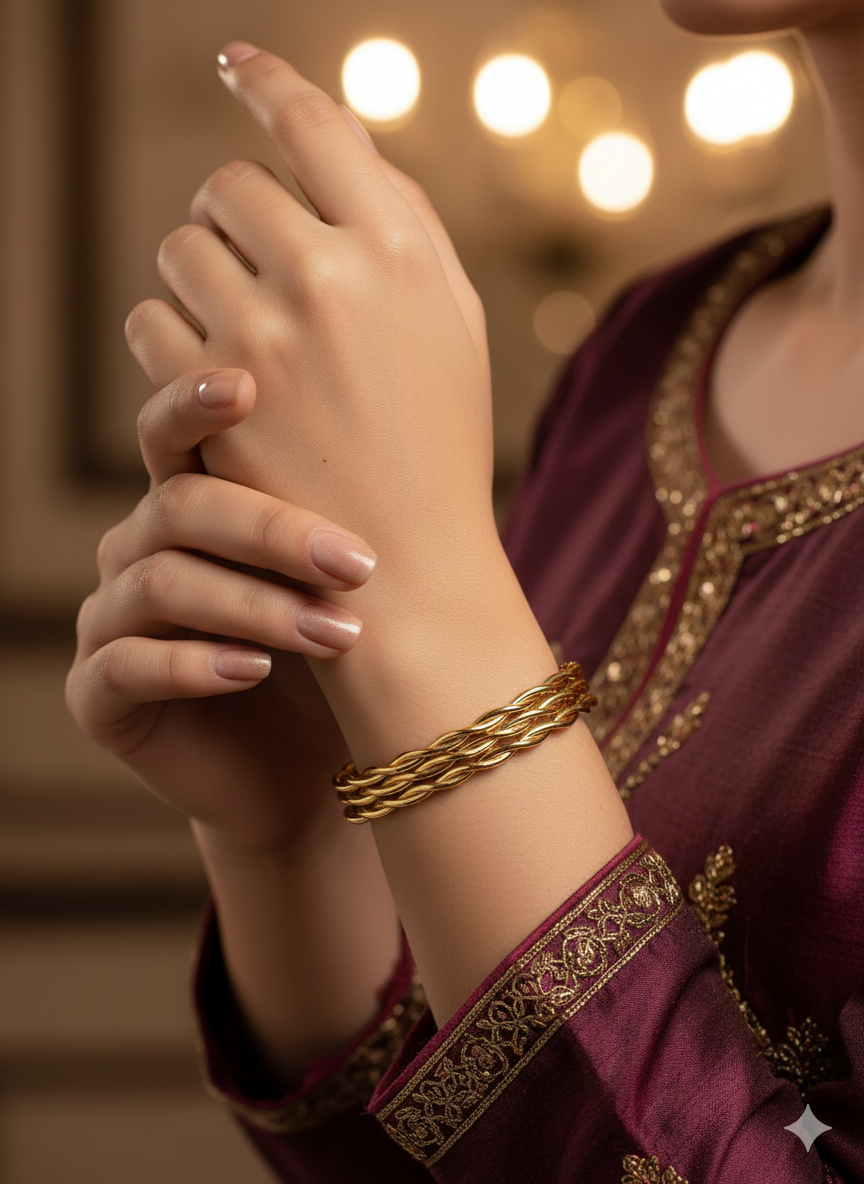 Braided Gold Kada Bangles