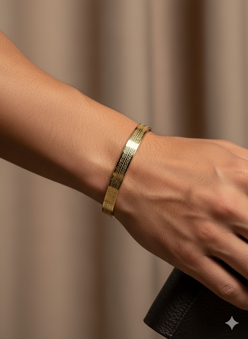 Greek Engraved Gold Men’s Bracelet