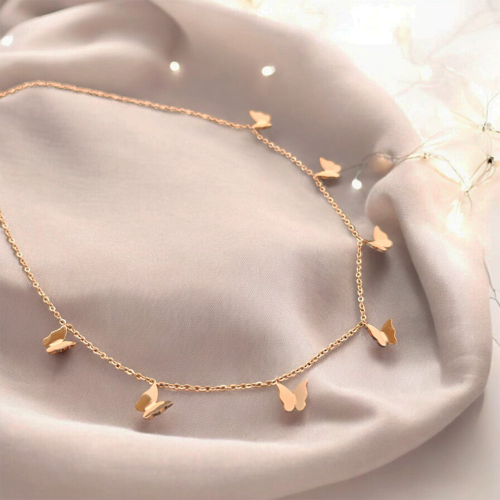 Rose Gold Plated Butterfly Charm Necklace