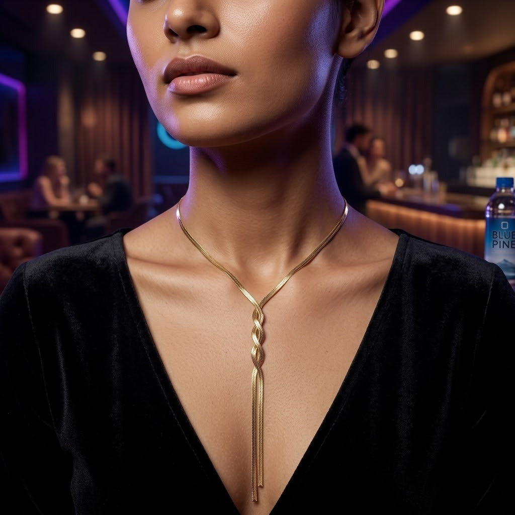 18K Gold Plated Twisted Snake Chain Necklace