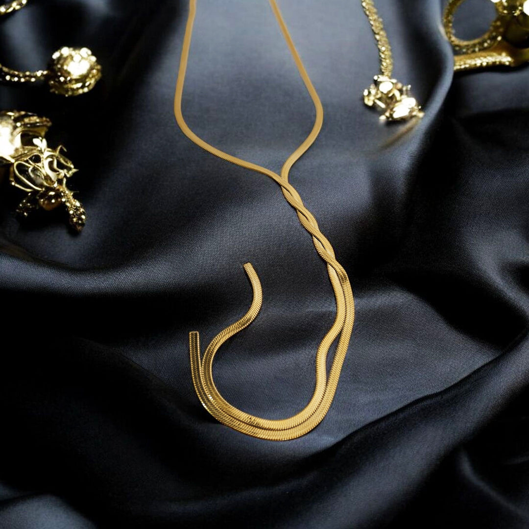 18K Gold Plated Twisted Snake Chain Necklace