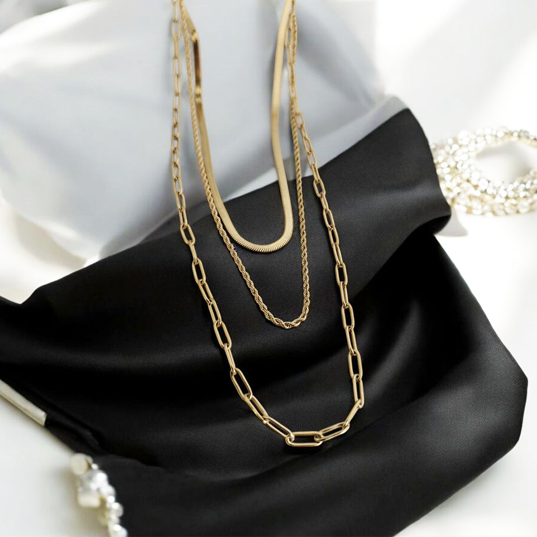 18K Gold Plated Triple Layered Chain