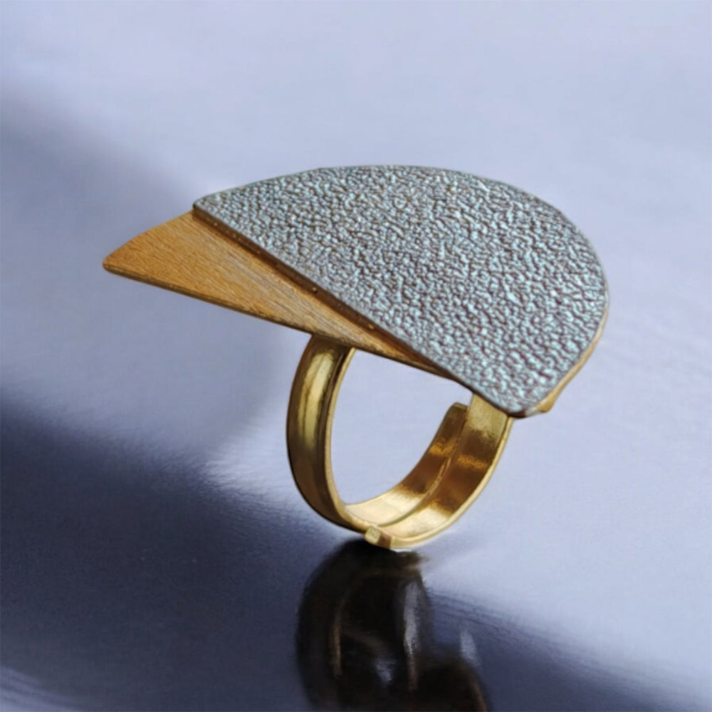 Silver & Gold Half Circle Fusion Ring