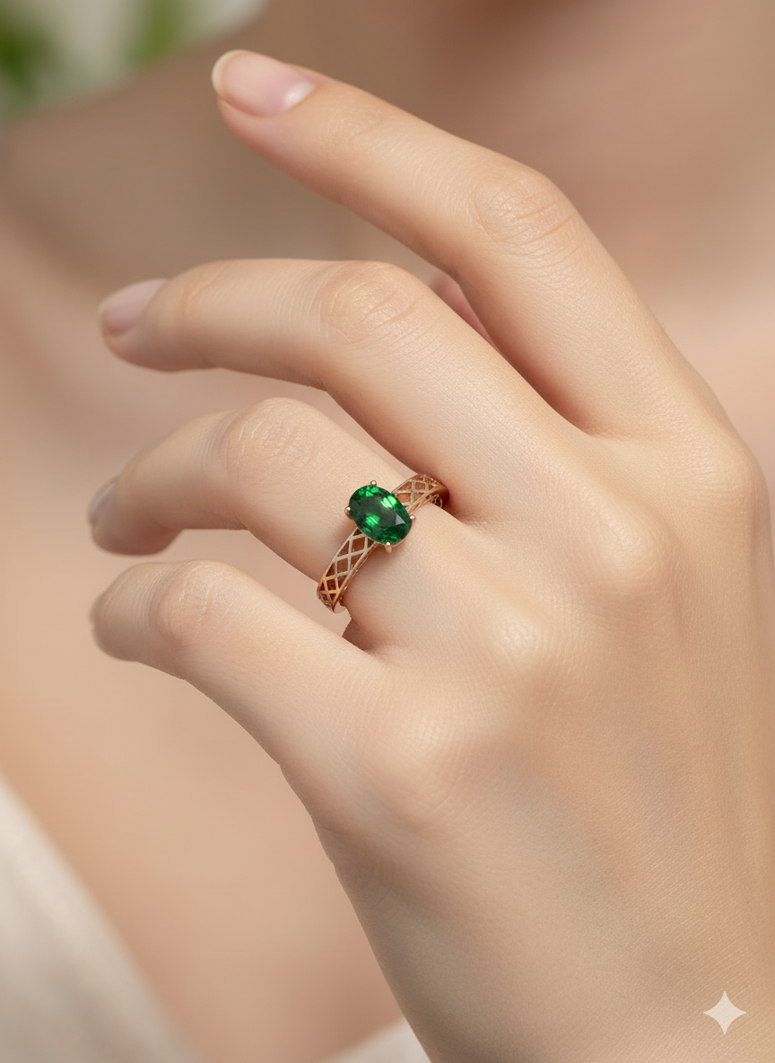 Green Gemstone Gold Ring