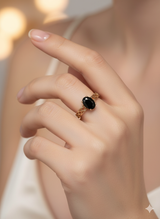 Black Gemstone Gold Ring in Brass
