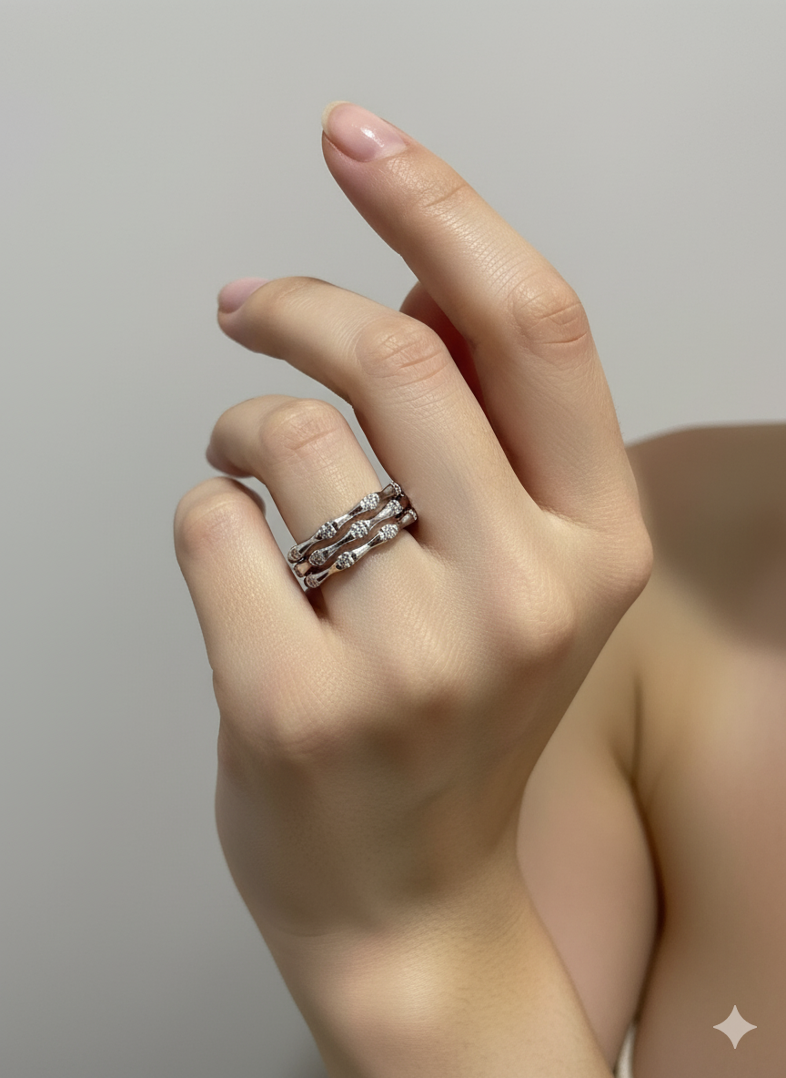 Organic Textured Silver Band Ring