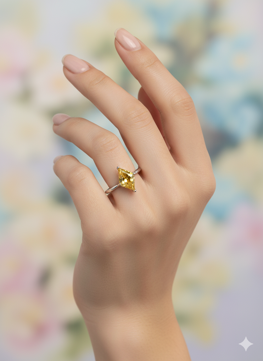 Yellow Gemstone Silver Ring