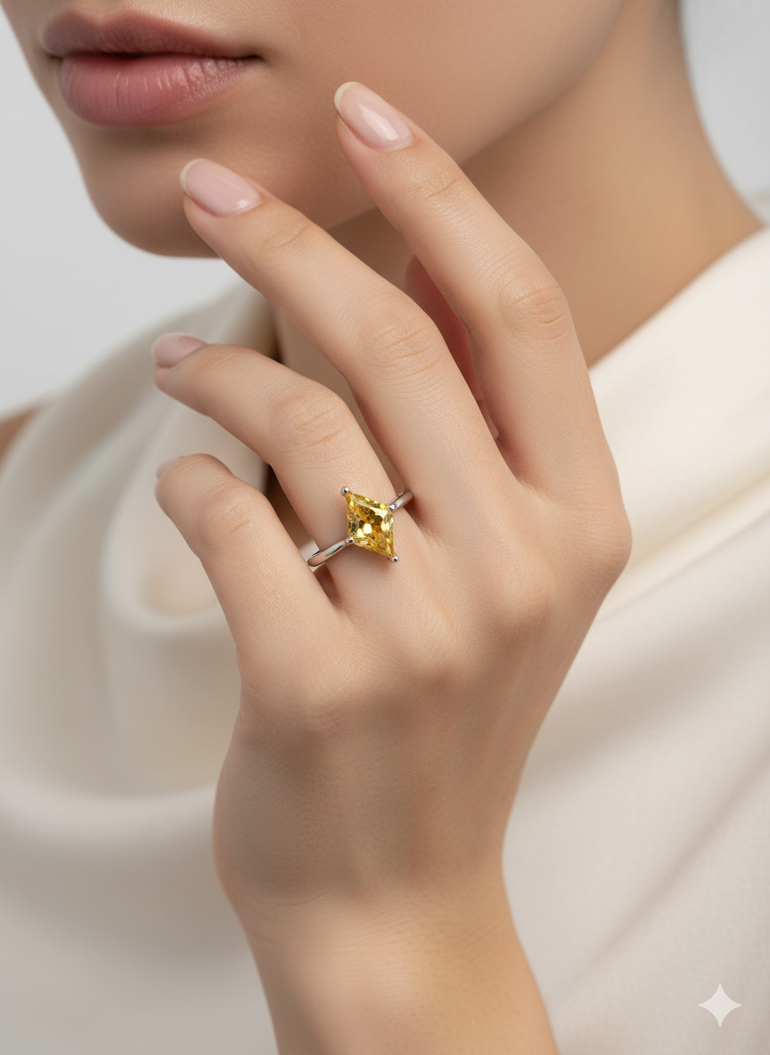 Yellow Gemstone Silver Ring