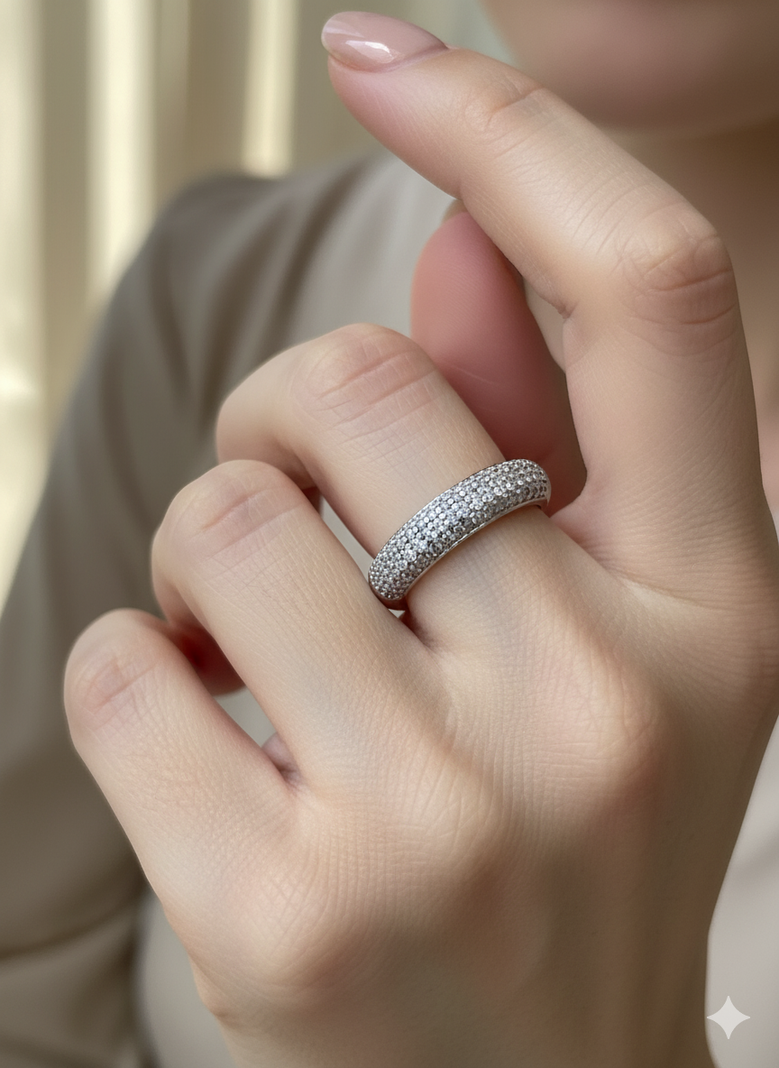 Pavé Band Ring in Sterling Finish