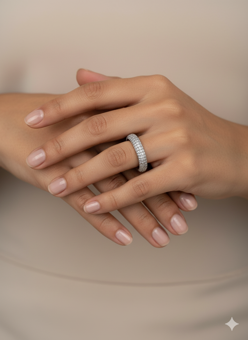 Pavé Band Ring in Sterling Finish