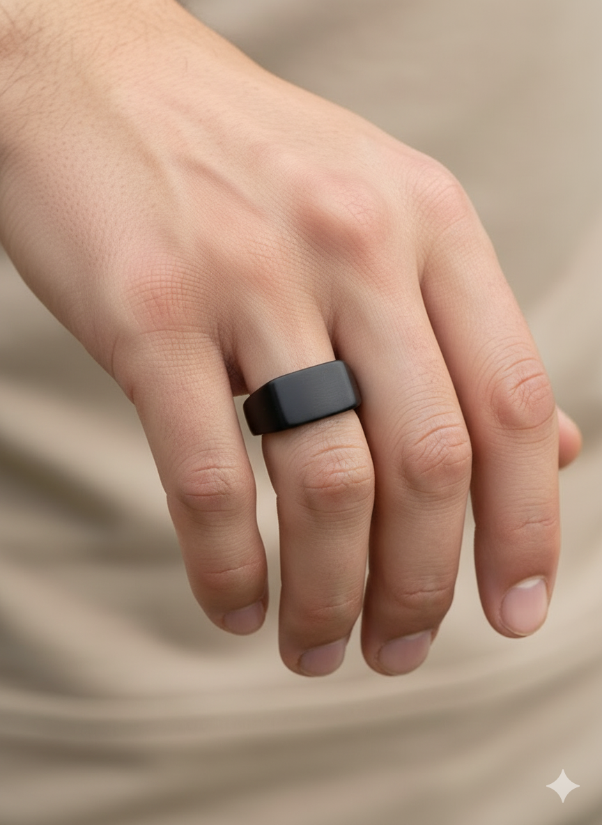 Men’s Matte Black Band Ring