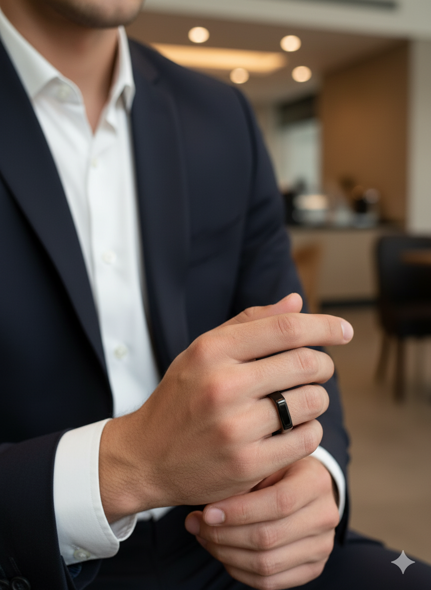 Men’s Glossy Black Band Ring