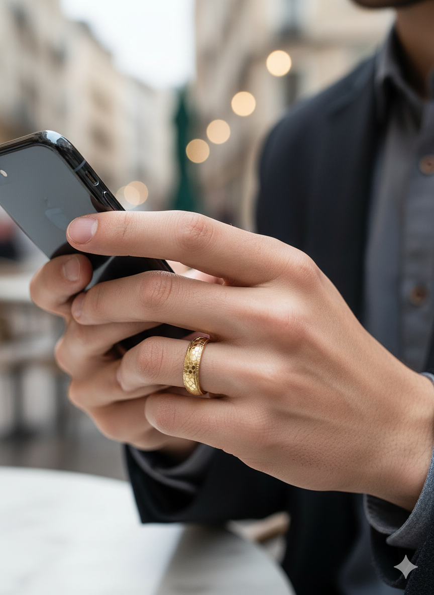 Men’s Hammered Gold Band Ring