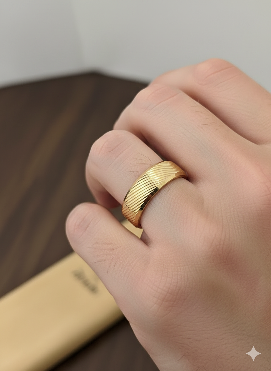 Men’s Textured Gold Band Ring