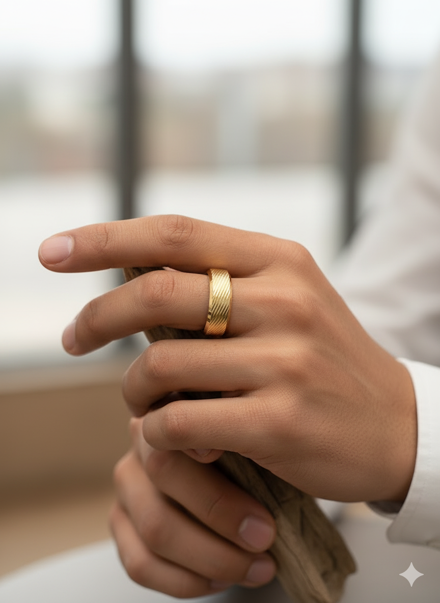 Men’s Textured Gold Band Ring