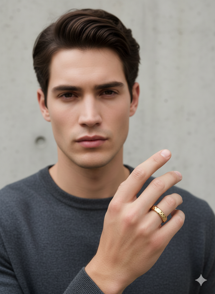 Men’s Geometric Gold Band Ring