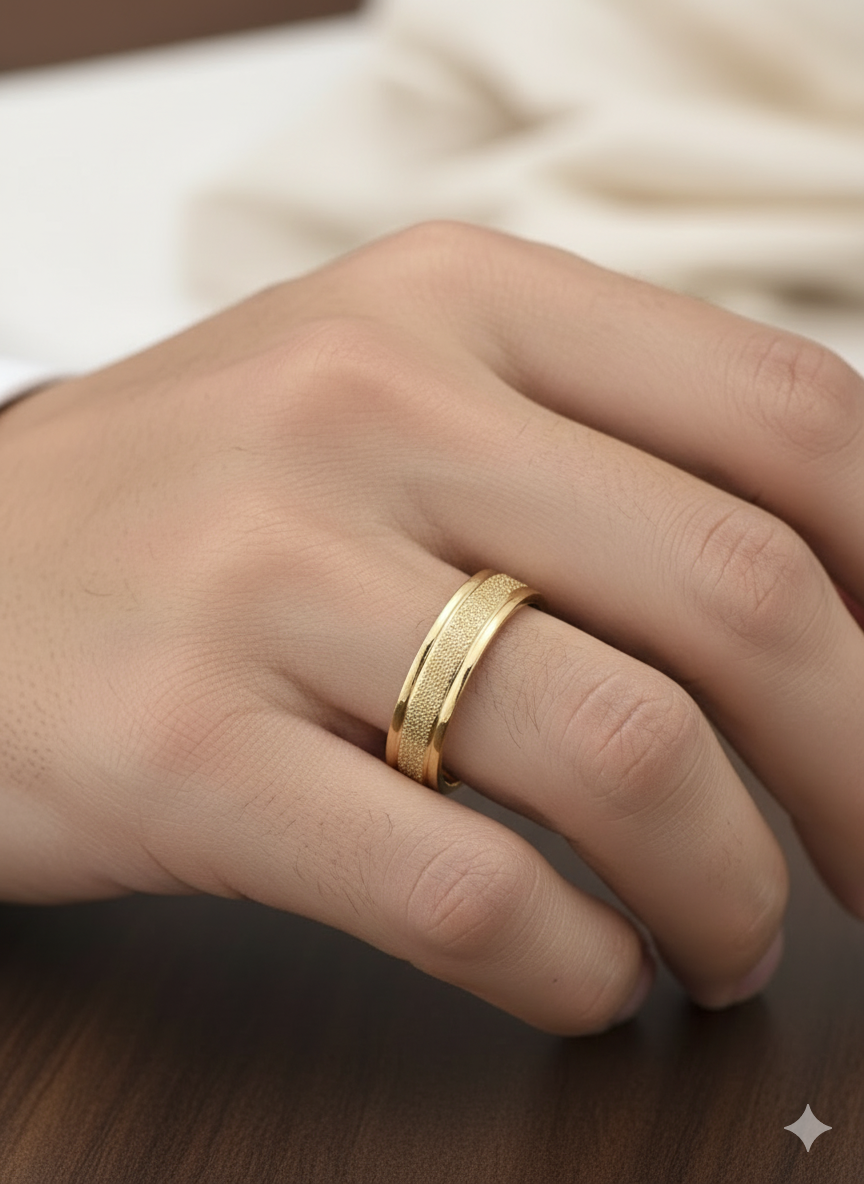 Textured Gold Band Men’s Ring