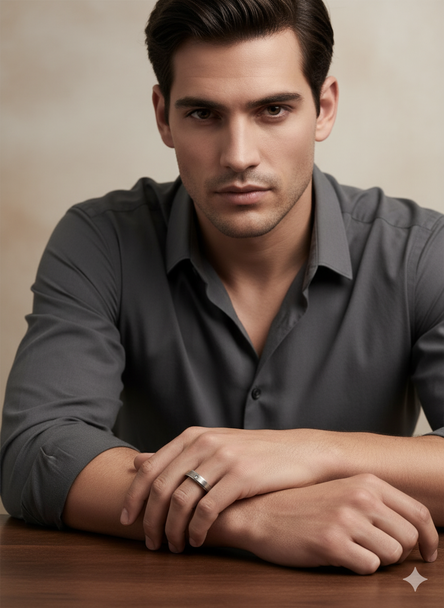 Men’s Silver Diamond Band Ring