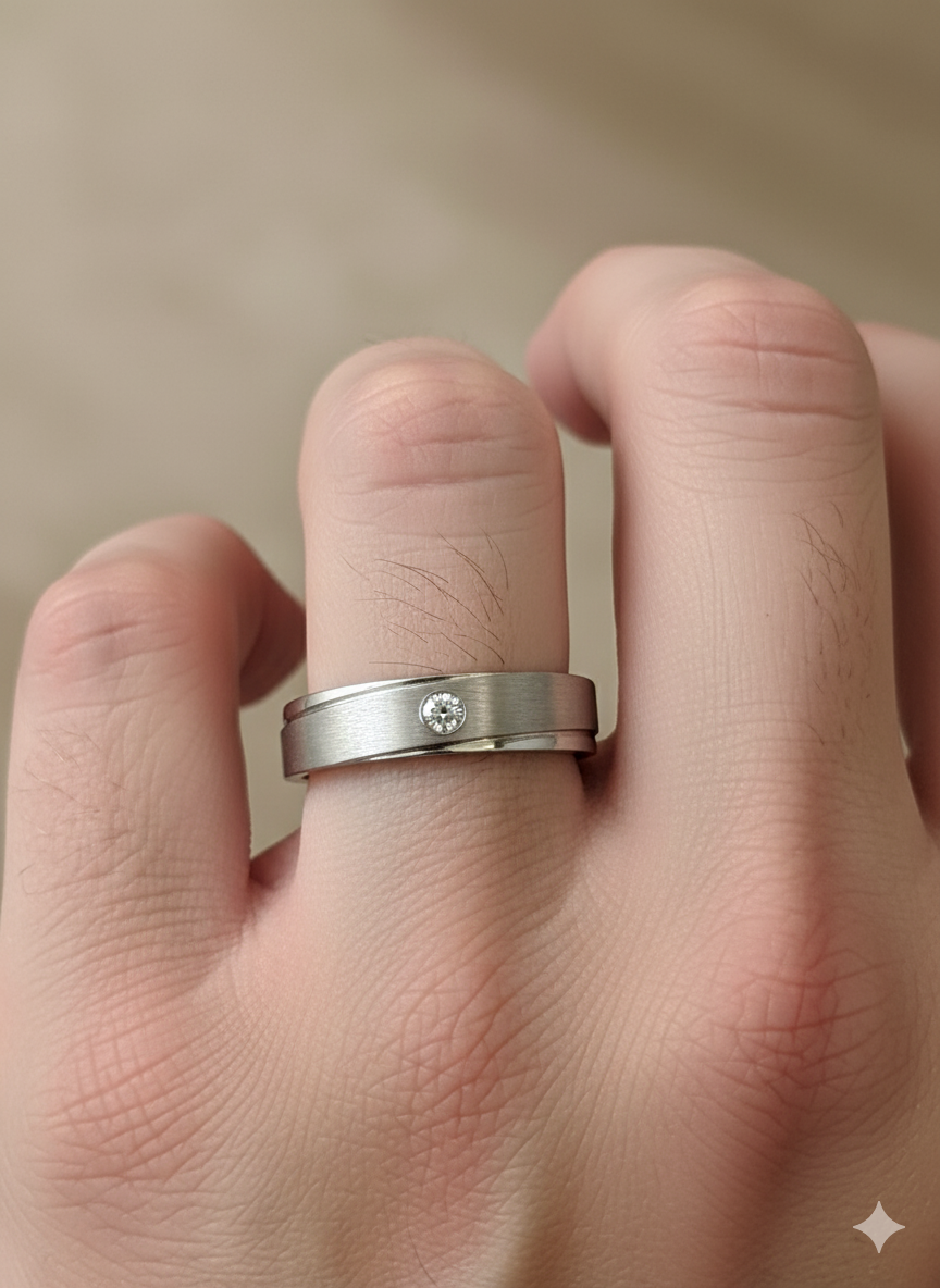 Men’s Silver Diamond Band Ring