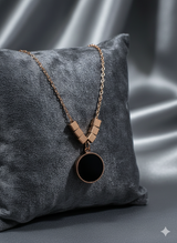 Black Onyx Rose Gold Jewelry Set Necklace Set in Rose Gold Plated - Product View