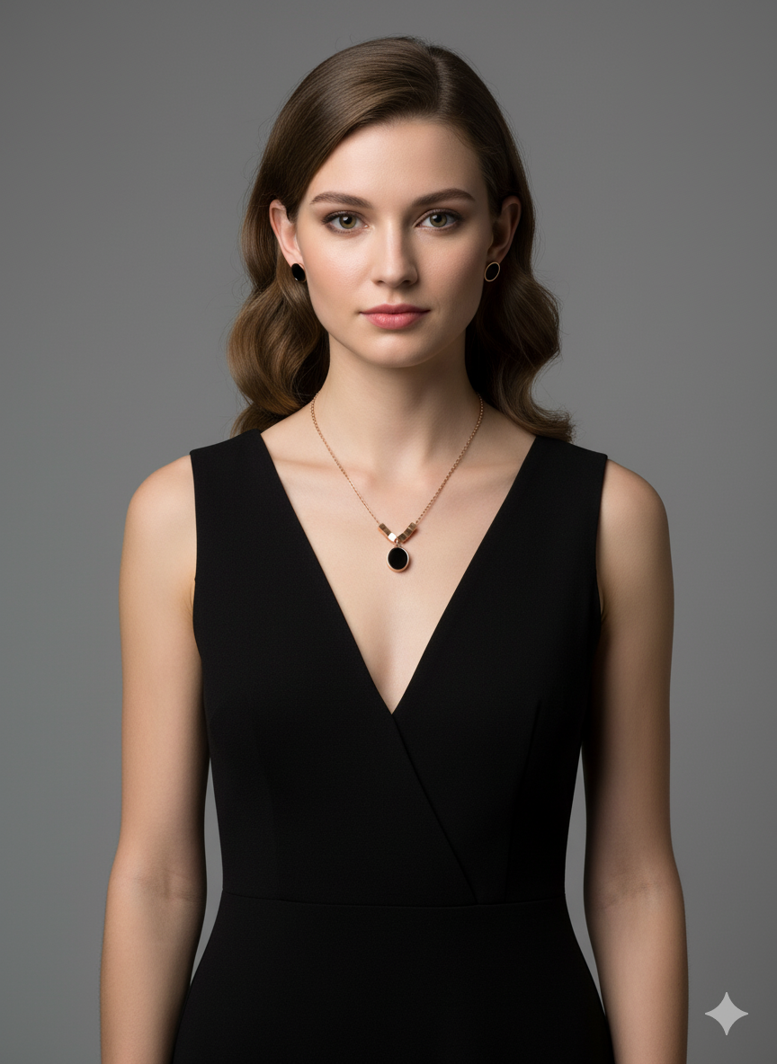 Black Onyx Rose Gold Jewelry Set