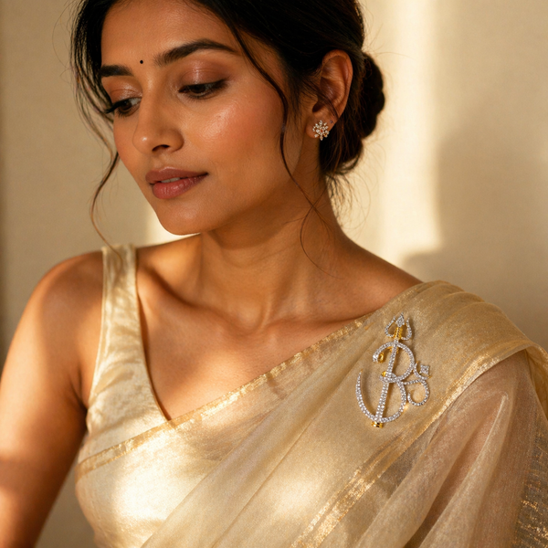 Om Trishul Crystal Statement Brooch
